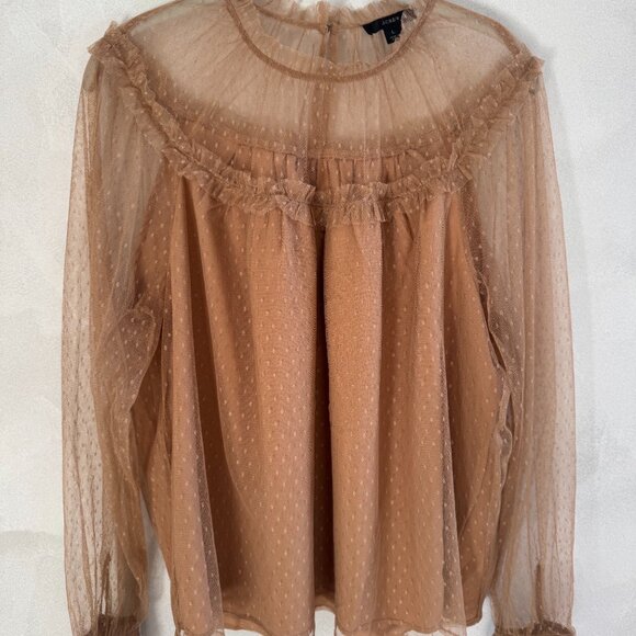 J. Crew - Sheer Tulle Ruffle Swiss Dot Blouse - Size Large - Picture 4 of 5